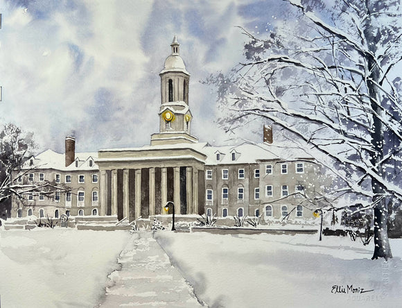 Penn State Old Main in Snow
